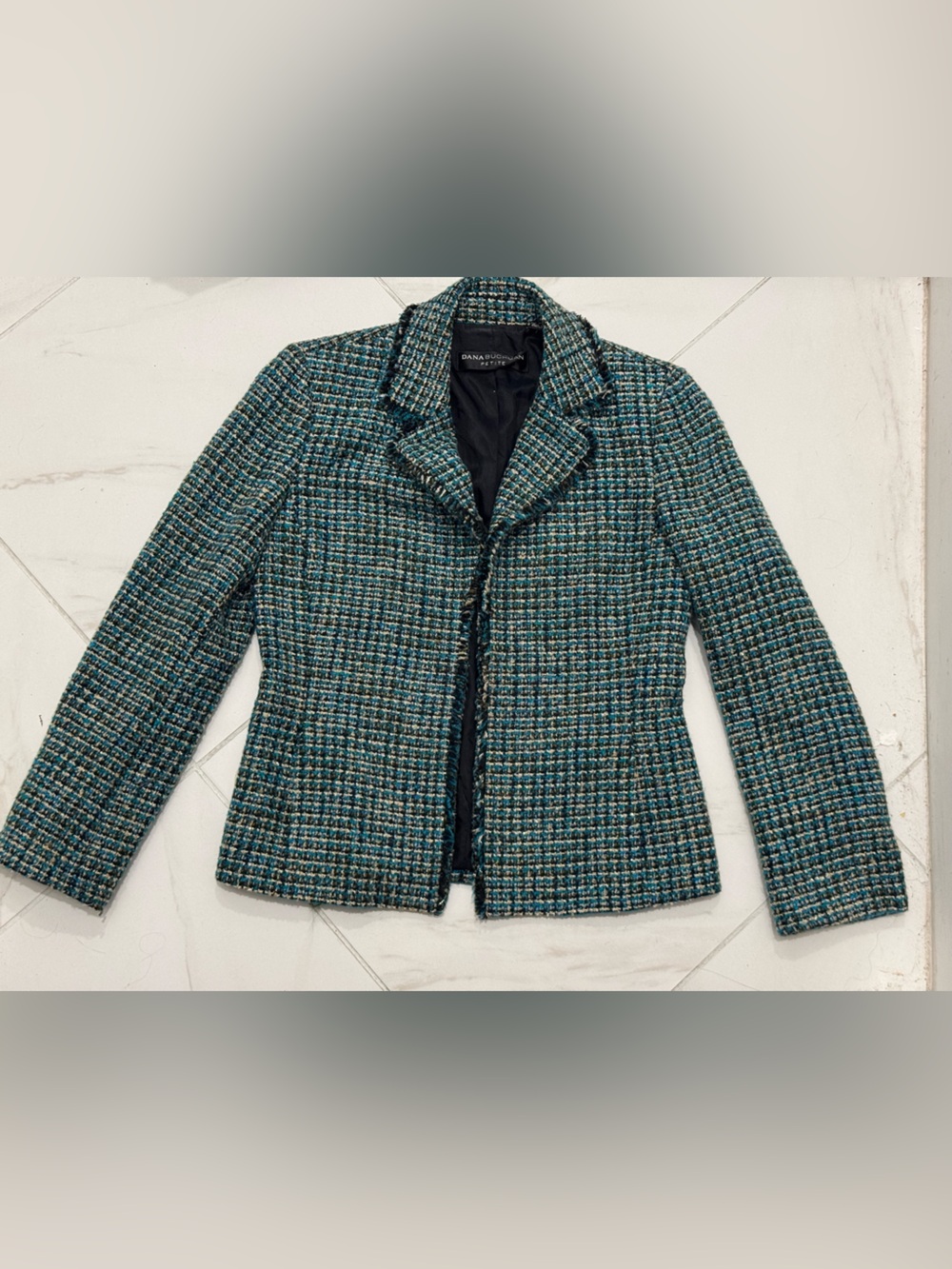 Dana Buchman Teal Tweed Blazer